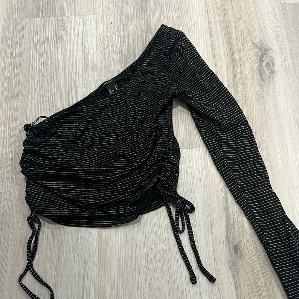 Glitter Stripe One shoulder top